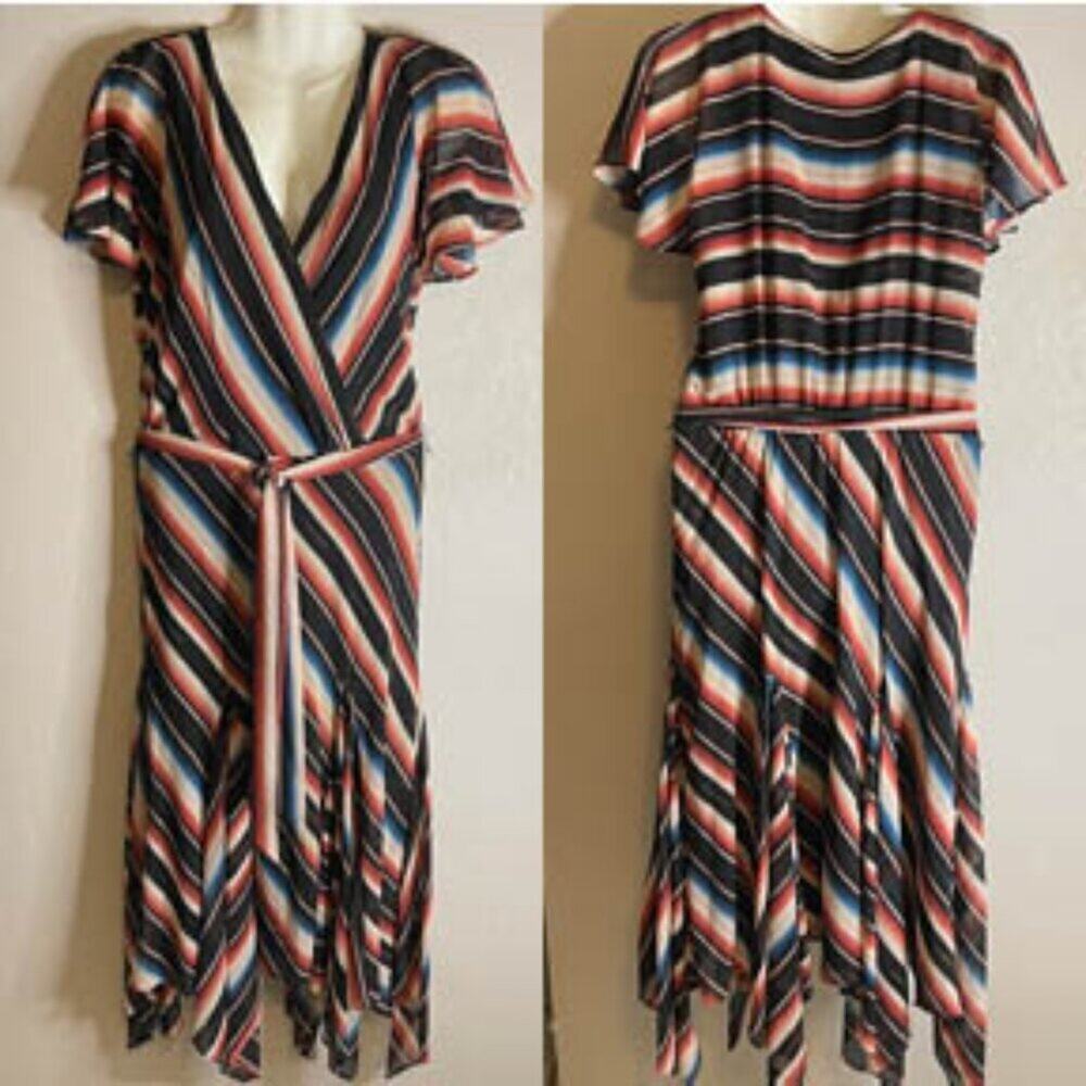 Lauren Ralph Lauren Black Label Aztec Wrap Handkerchief Dress 6